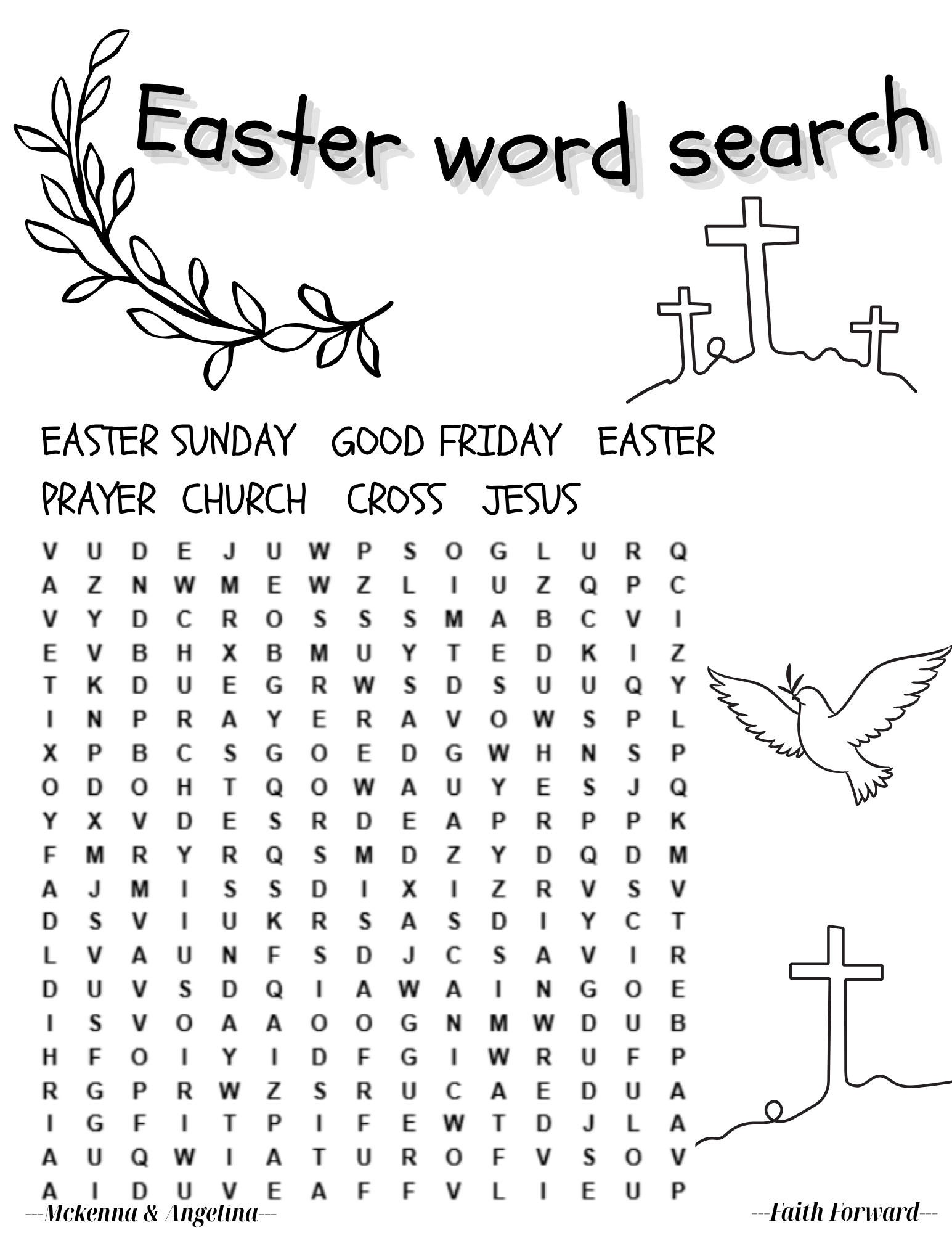 A word search about Easter.